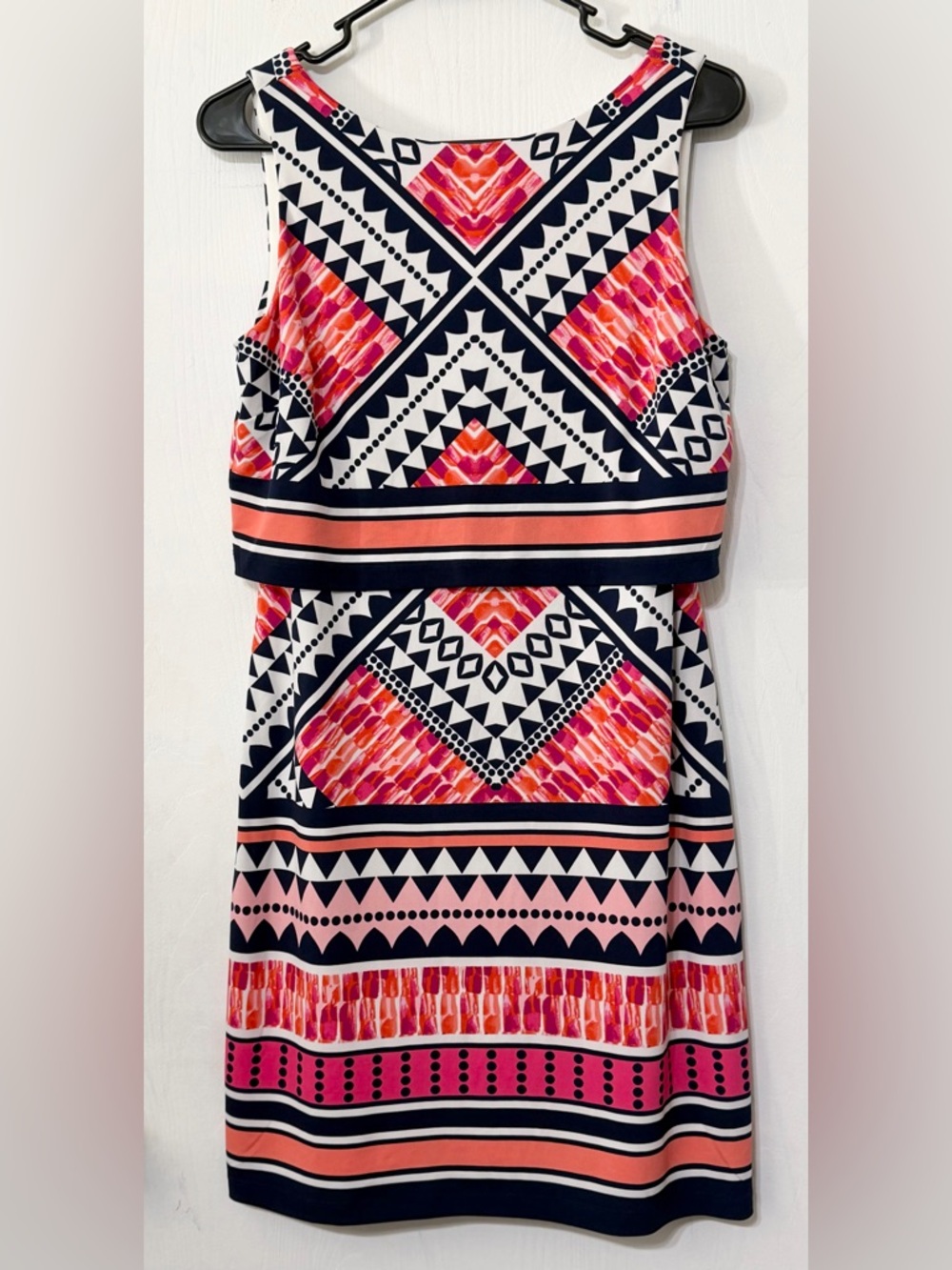 Vince Camuto Geometric Tribal Print Layered Dress